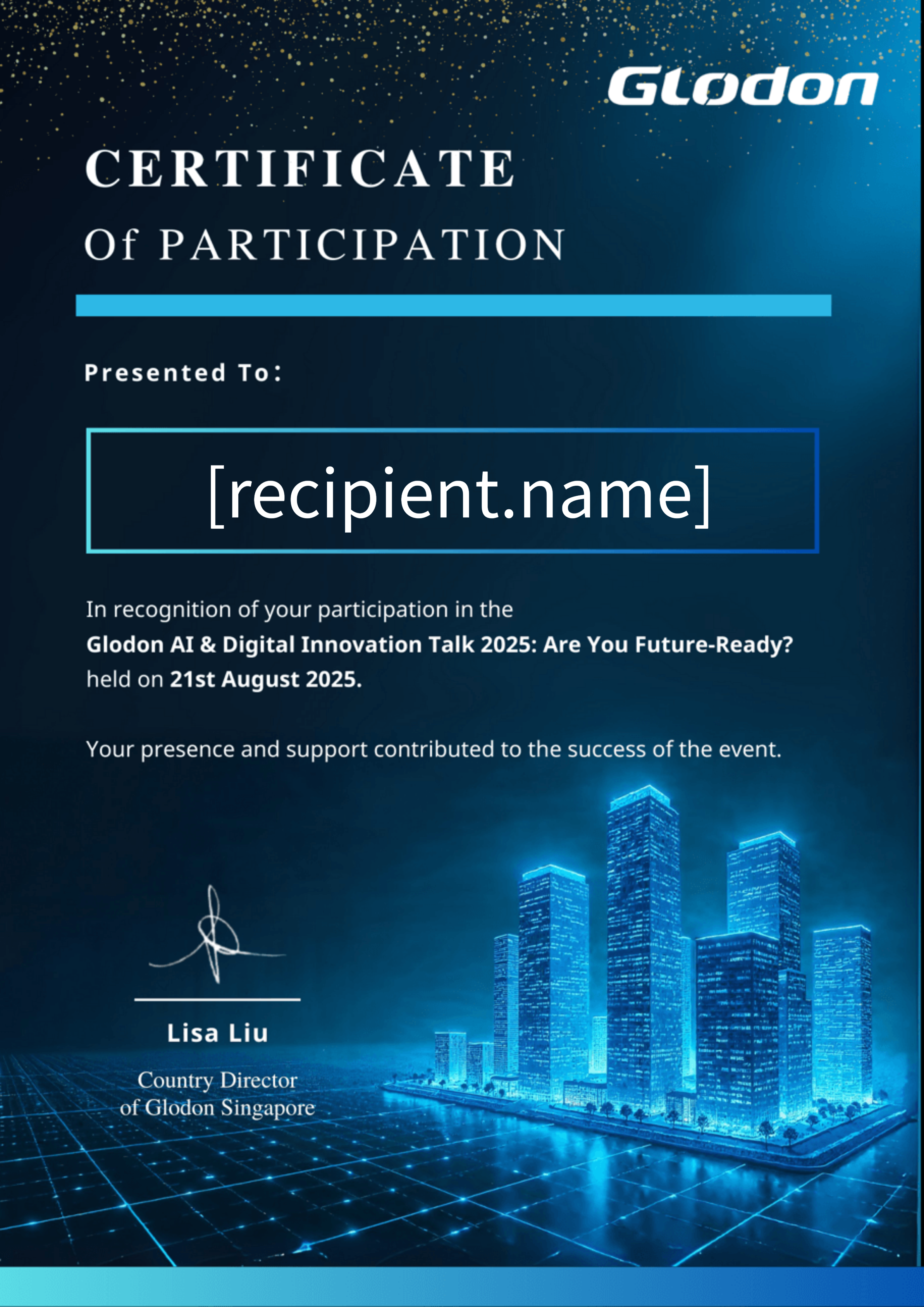 SG-AI & Digital Innovation Talk 2025 certificate