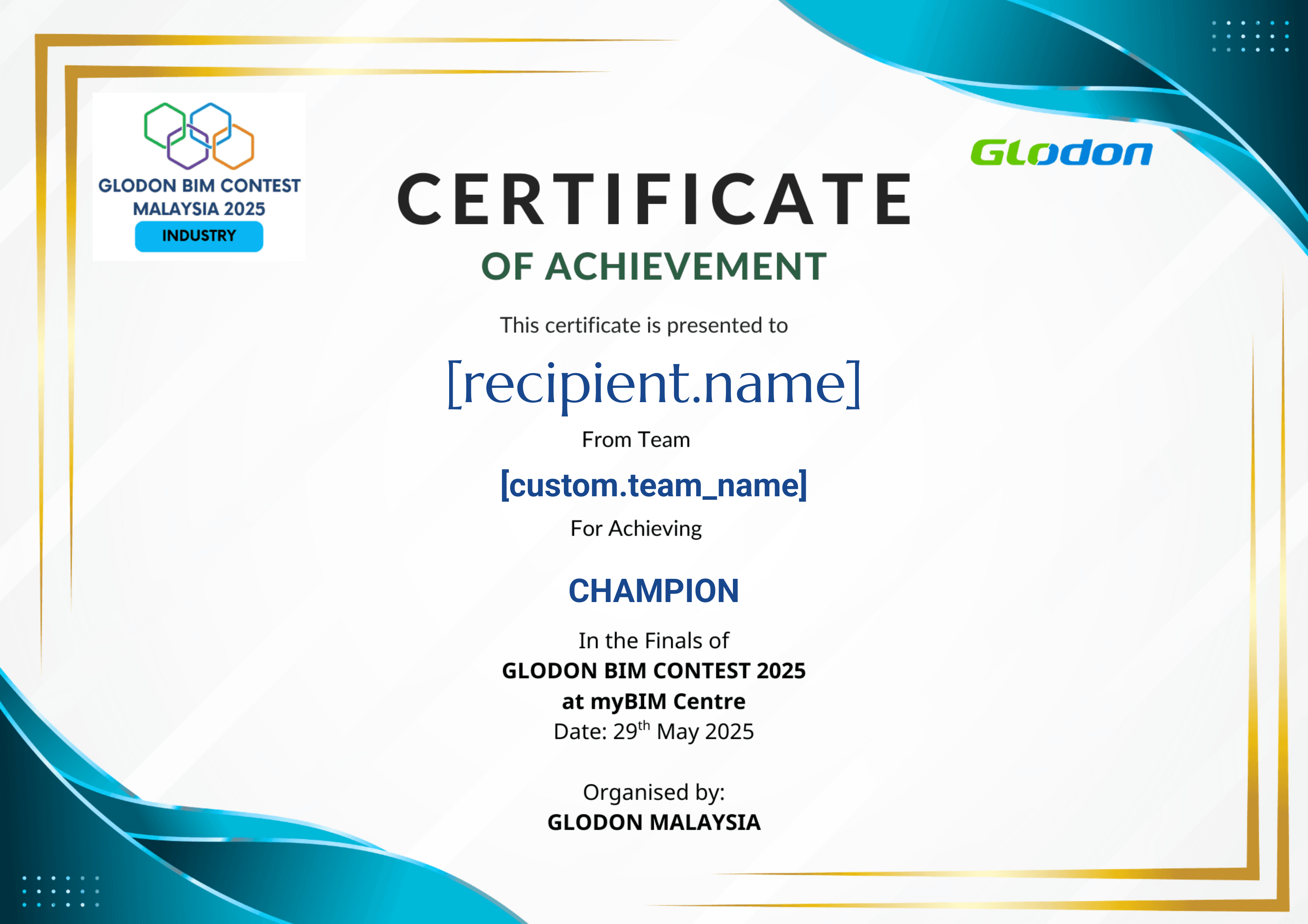 MY- BIM CONTEST INDUSTRY 2025 certificate