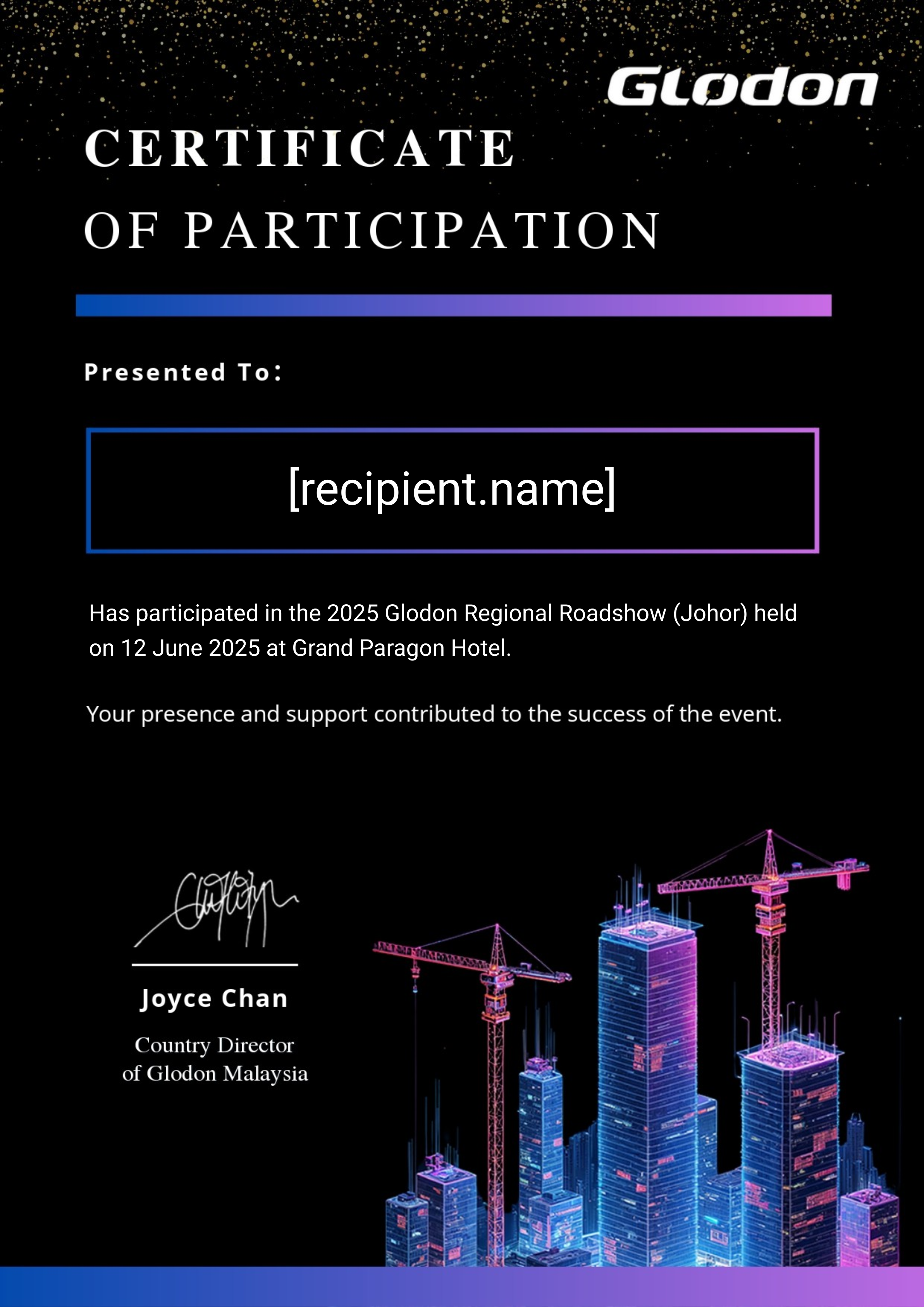MY-REGIONAL ROADSHOW 2025 (JOHOR) certificate