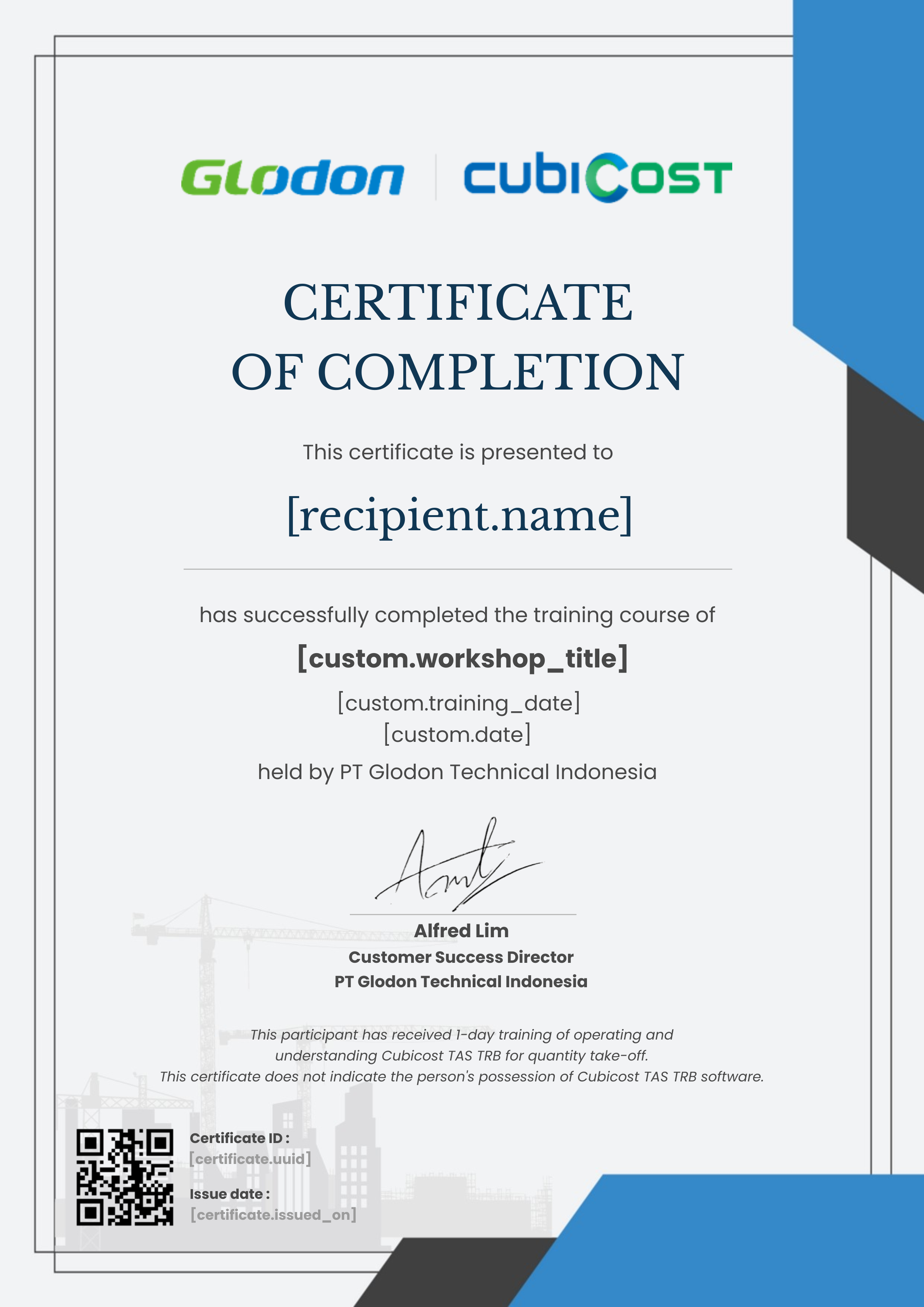 ID-BASIC TRAINING 5D BIM UPSKILL-2025-PARTICIPATION certificate