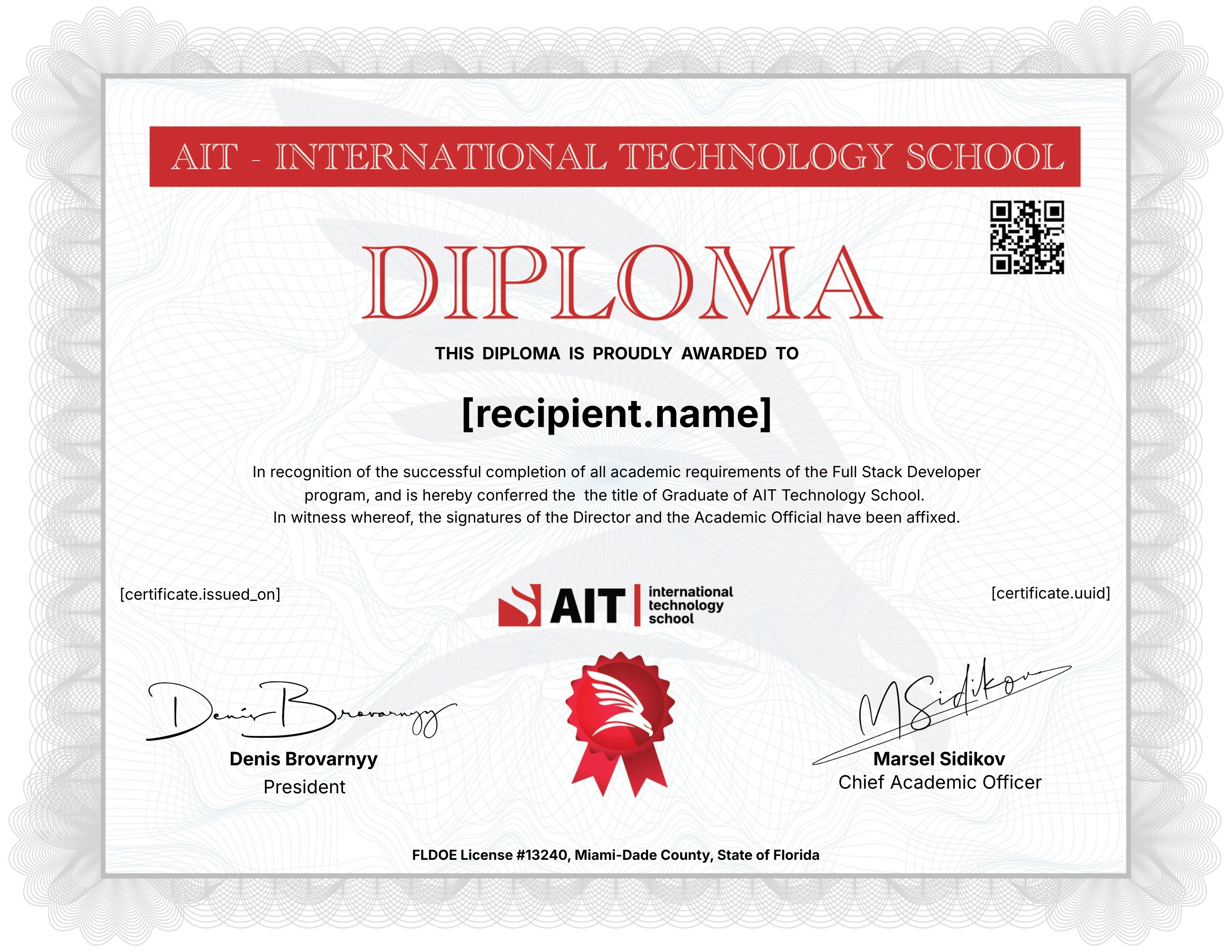 Full Stack Developer Program certificate