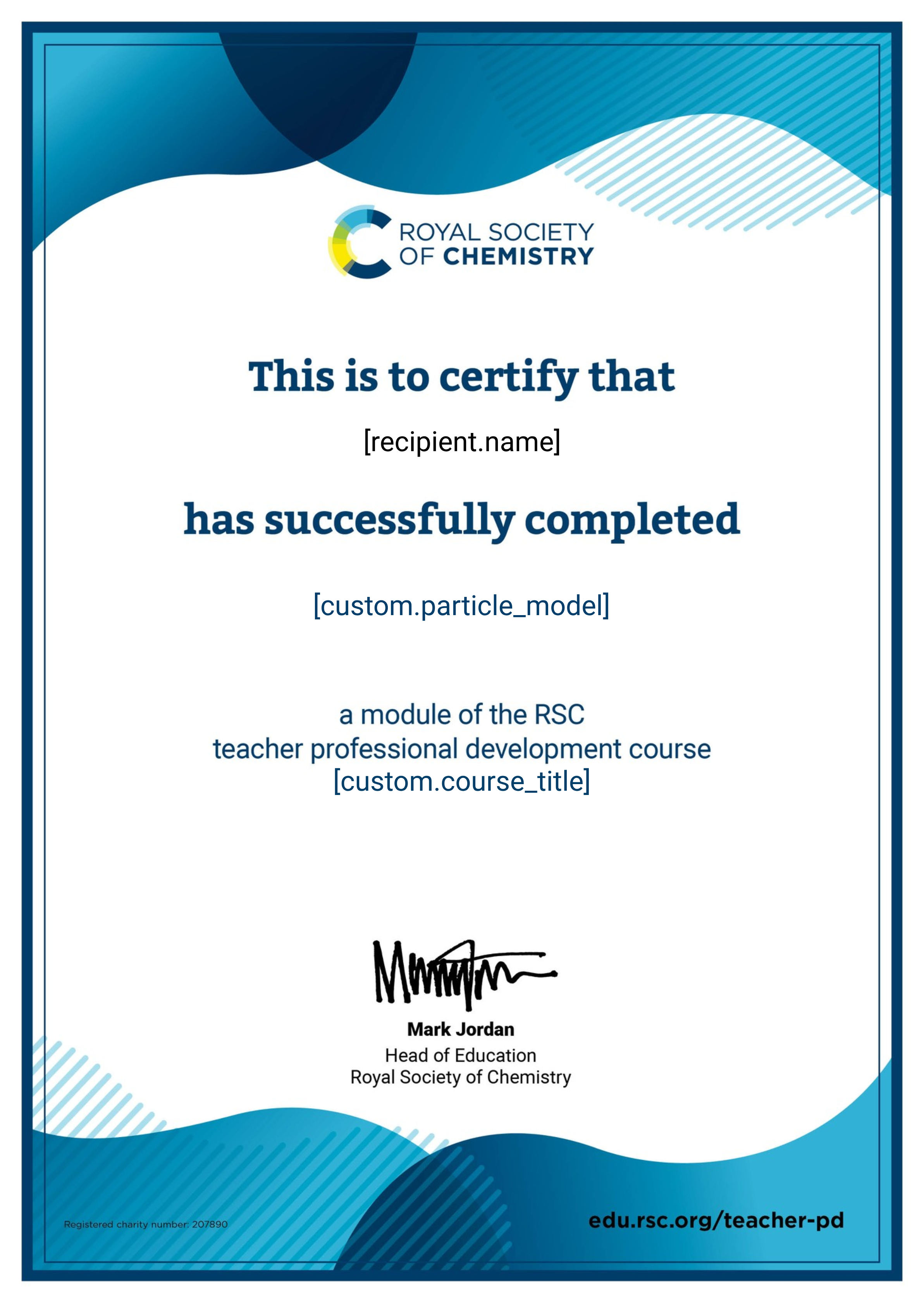 LXP: Subject Knowledge module certificates - blue certificate