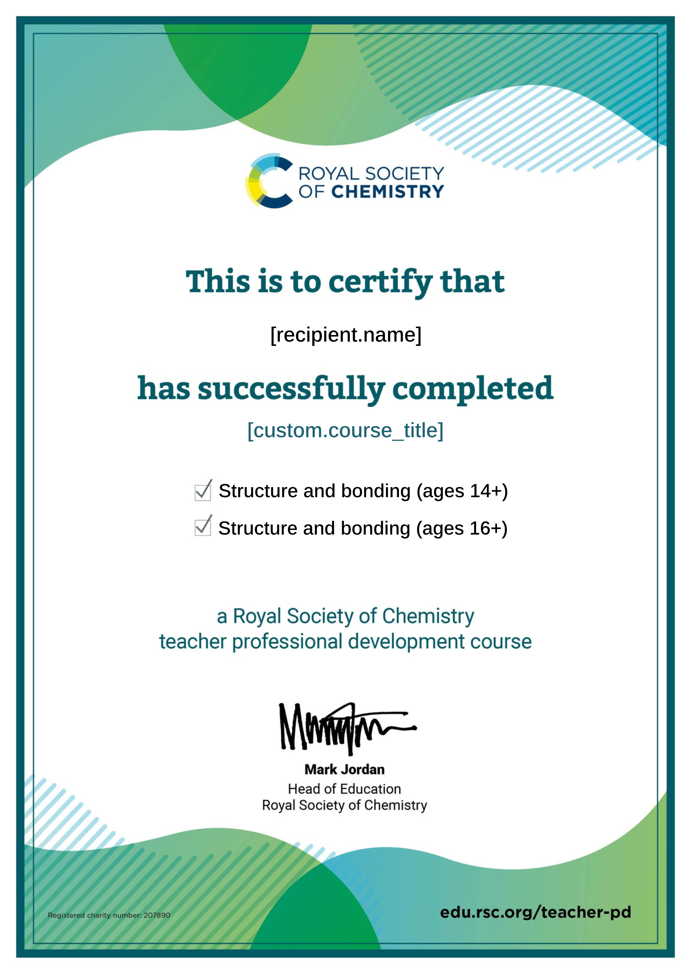 LXP: Subject Knowledge course certificates (2 modules) certificate