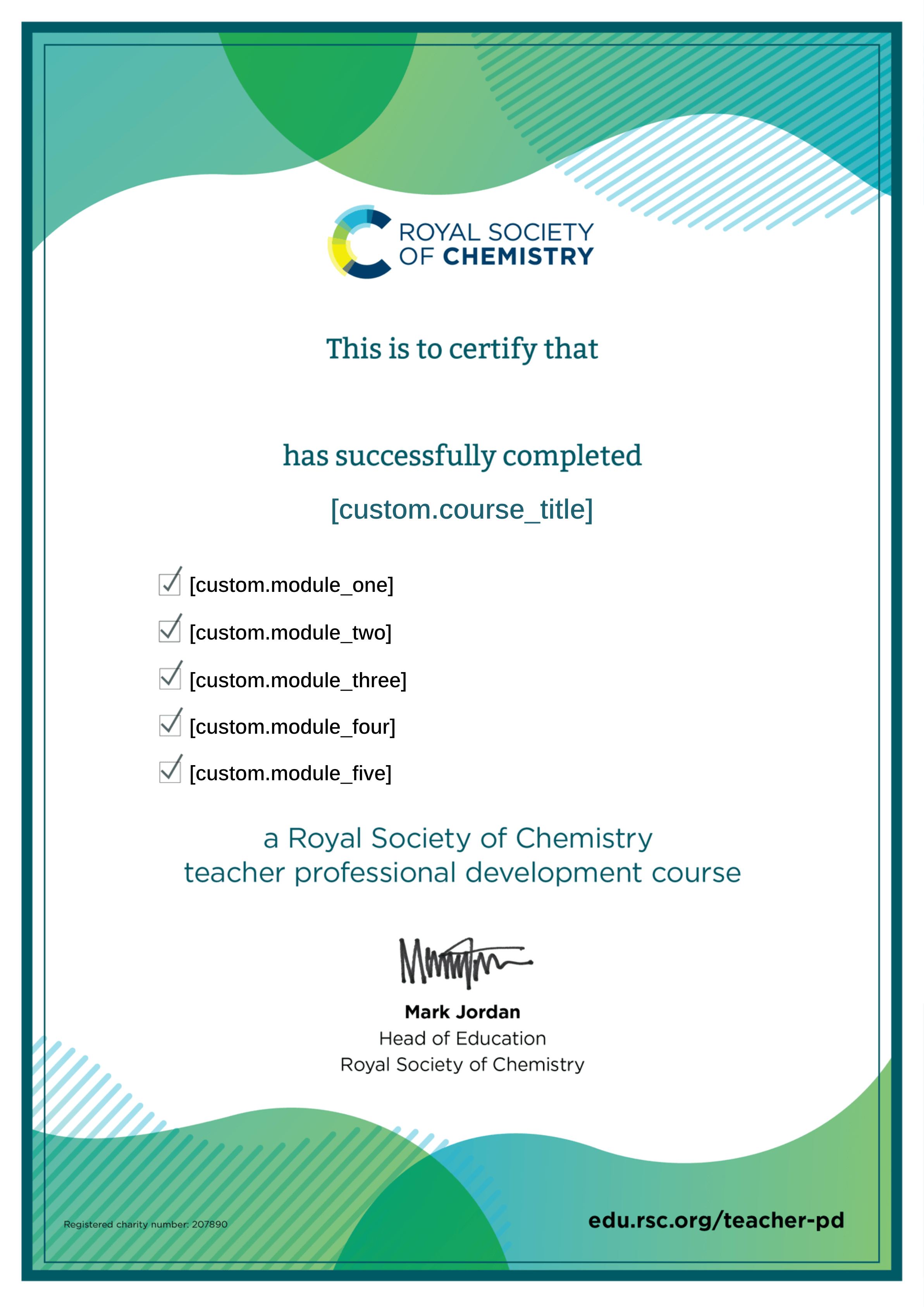 LXP: Course certificate - five modules (Long)