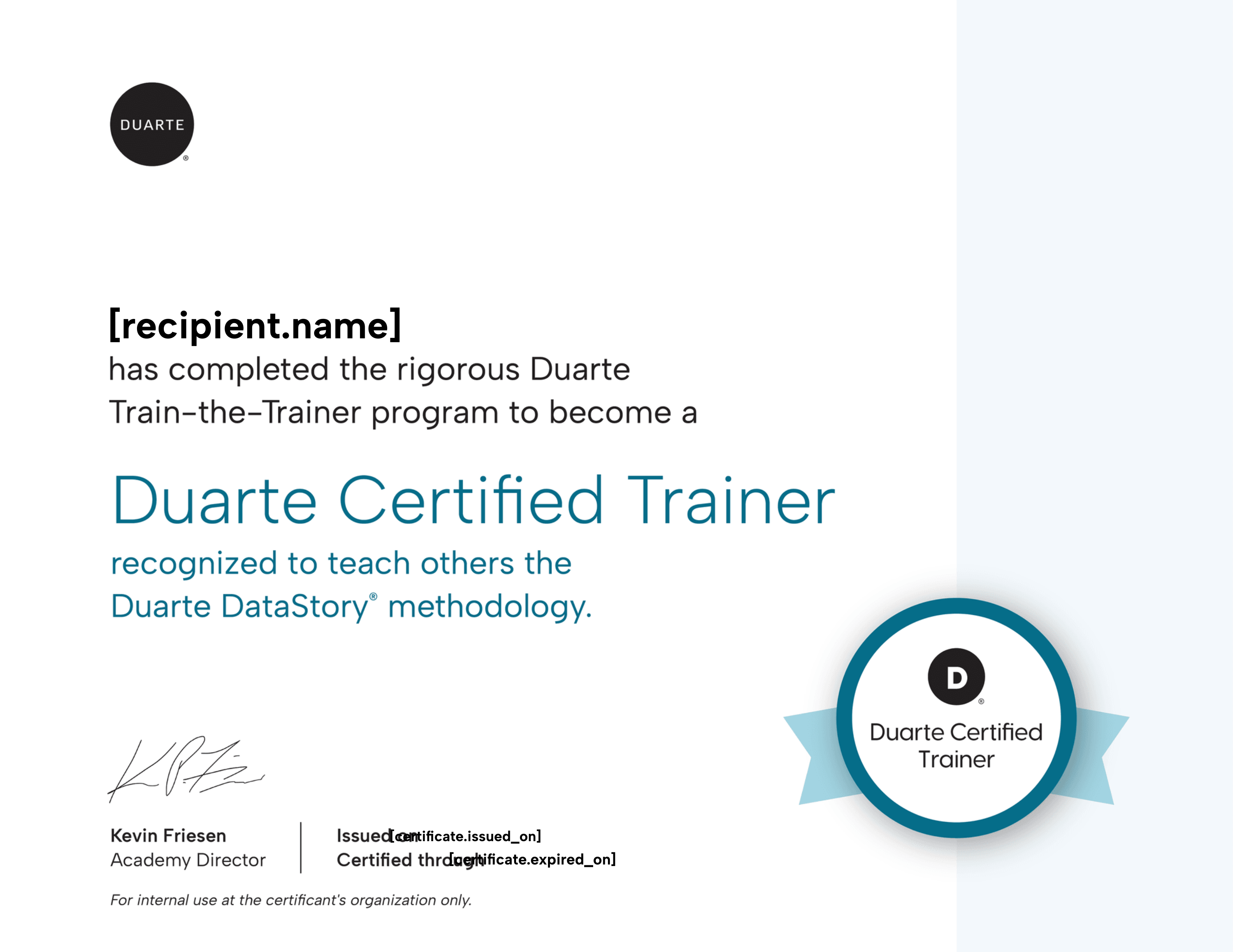 Duarte DataStory®: Train-the-Trainer certificate