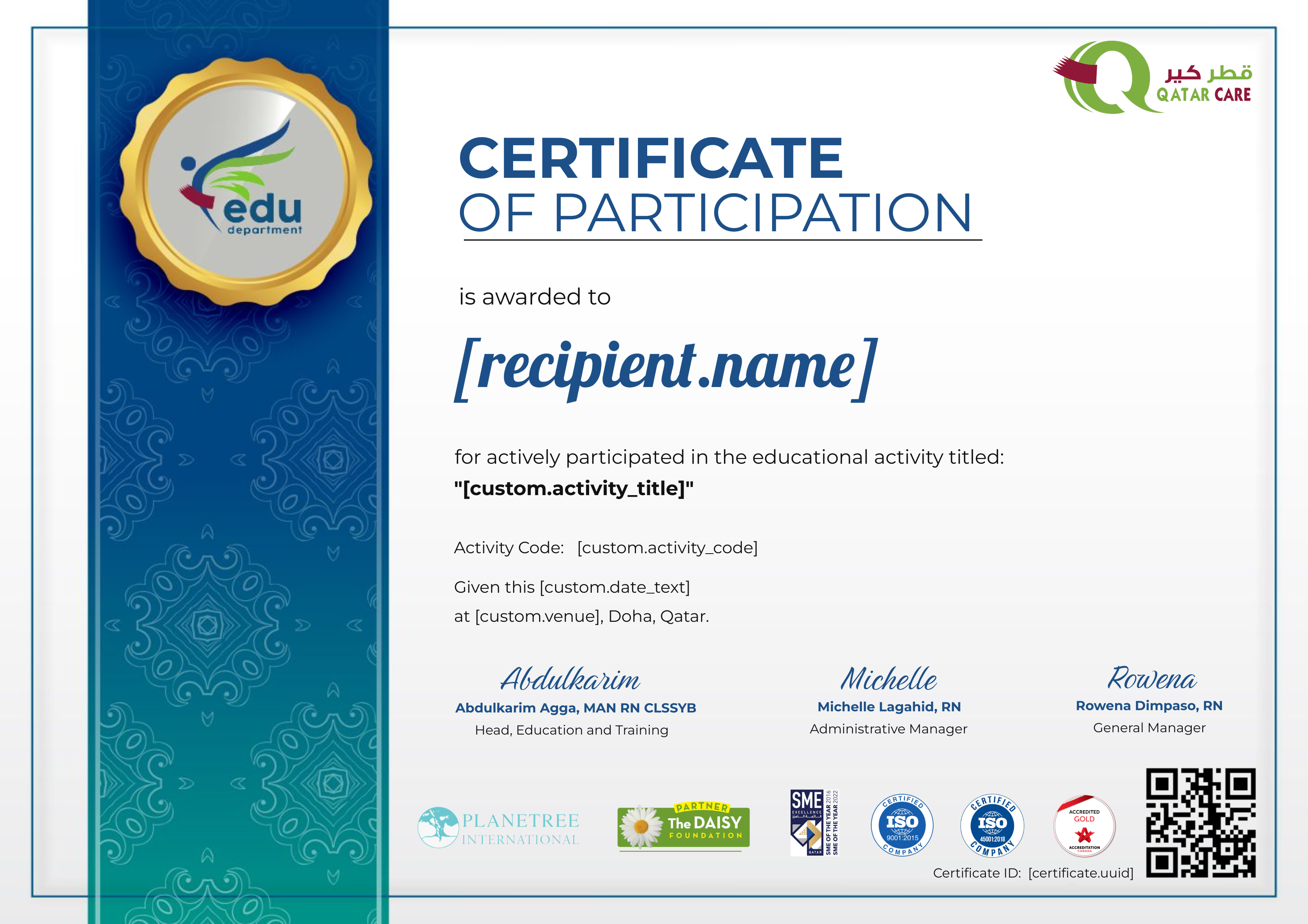 "Caring Conversations: Caring and Compassion Through the Lens of Person-Centered Care" certificate