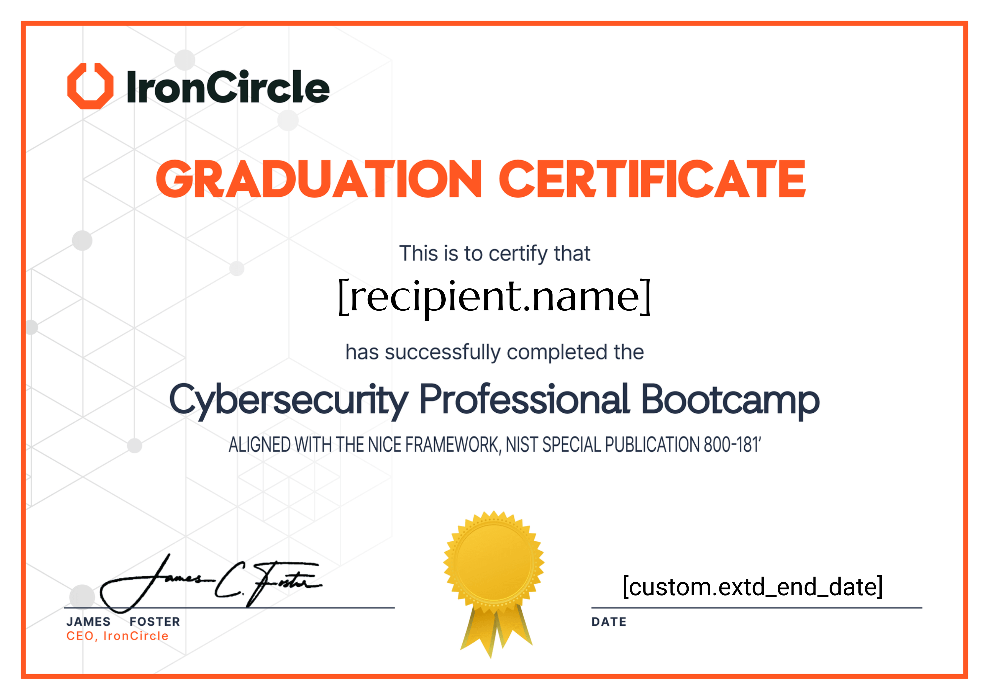 Cybersecurity Bootcamp certificate