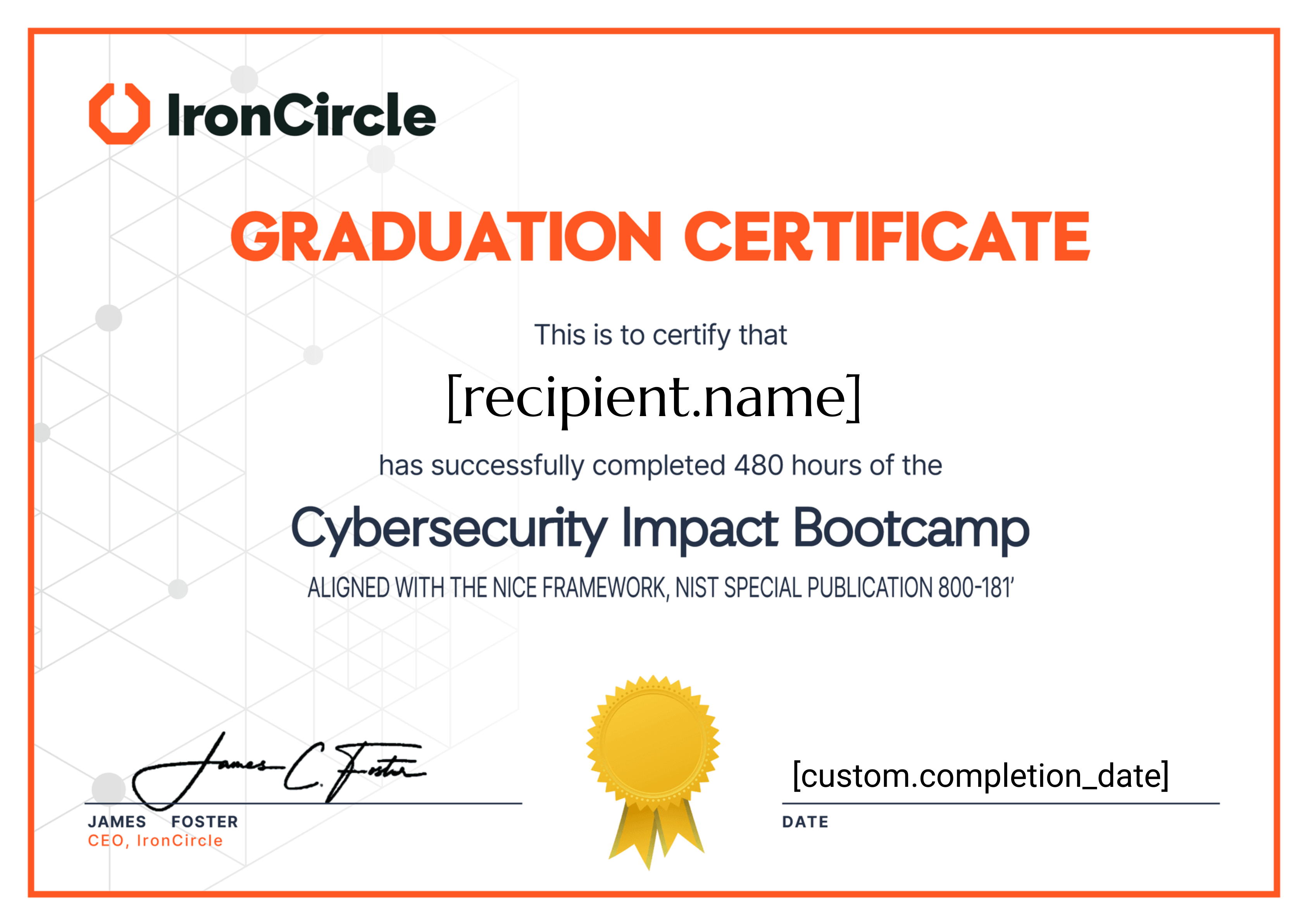 Cybersecurity Impact Bootcamp certificate