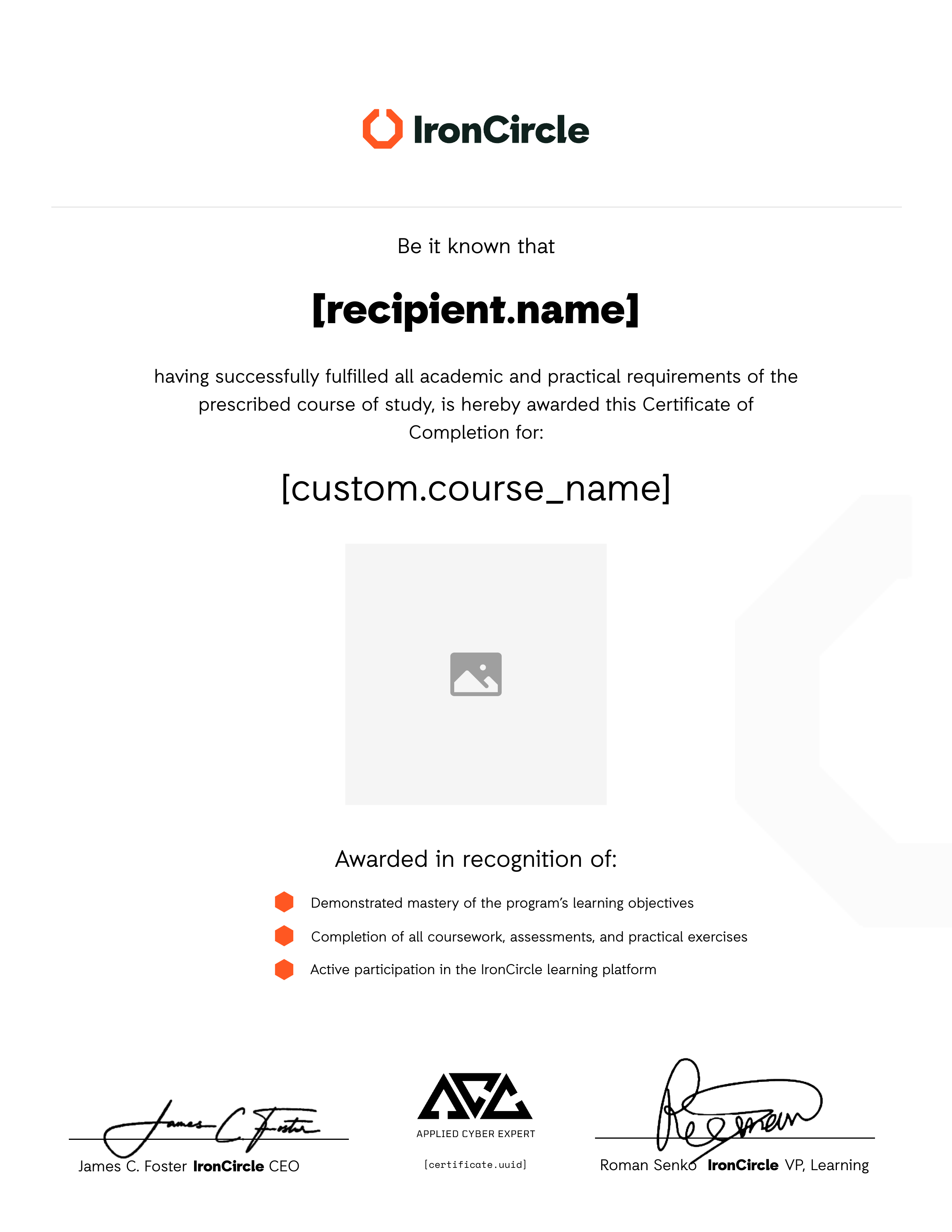 Certificate of Completion certificate