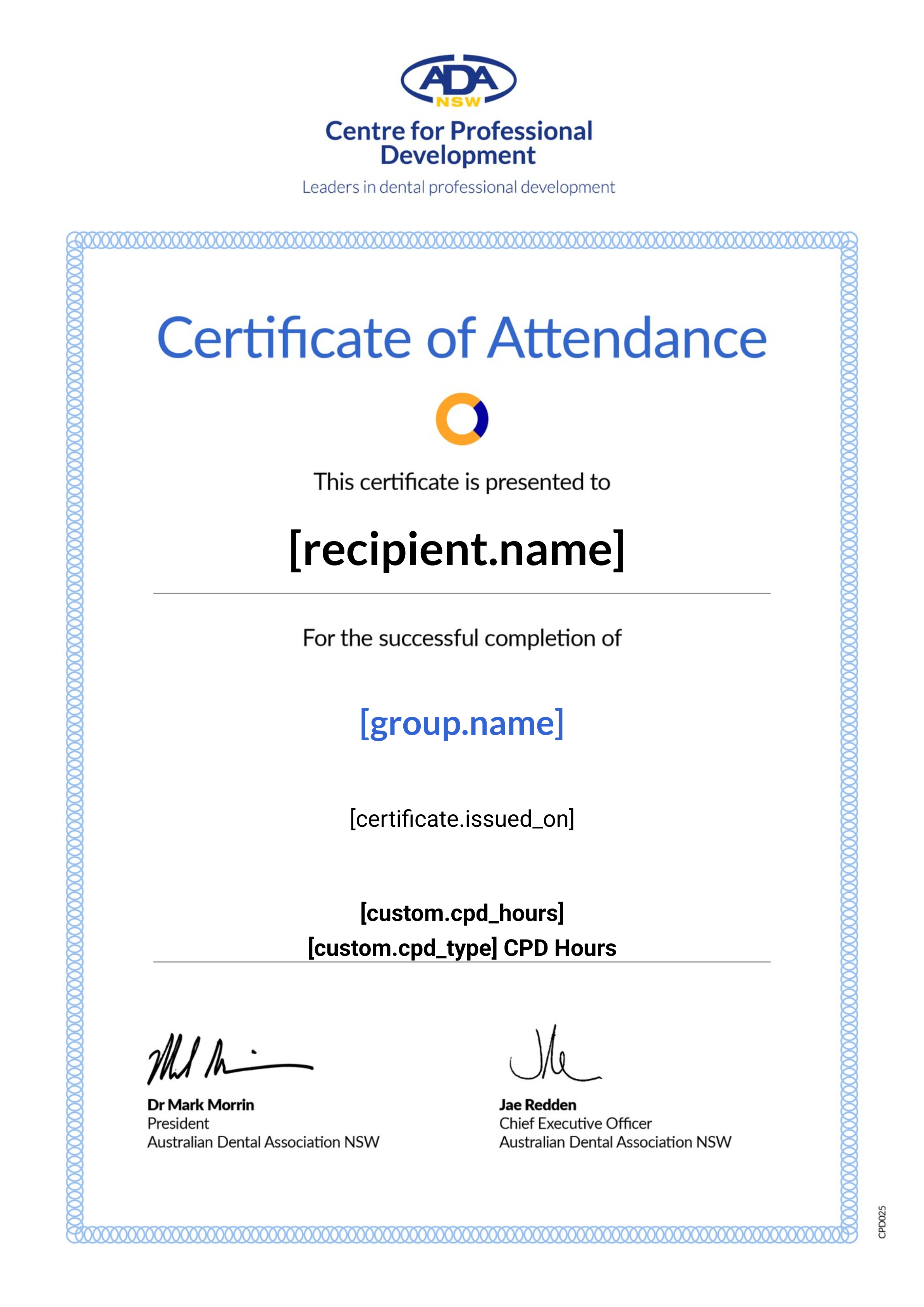 South Coast Division Meeting March certificate