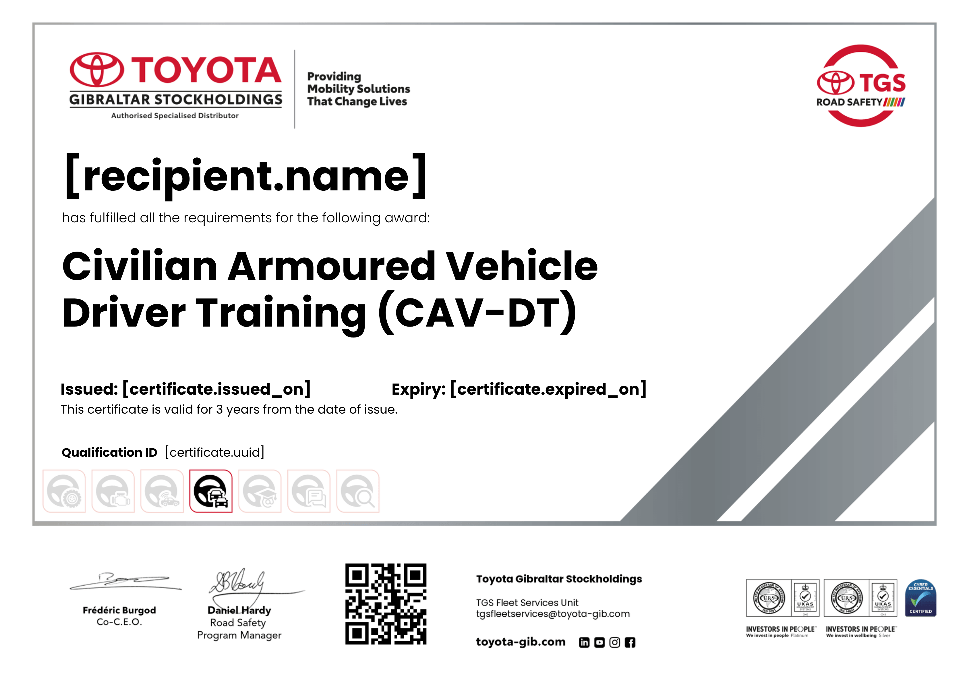 Civilian Armoured Vehicle Driver Training (CAV-DT) certificate