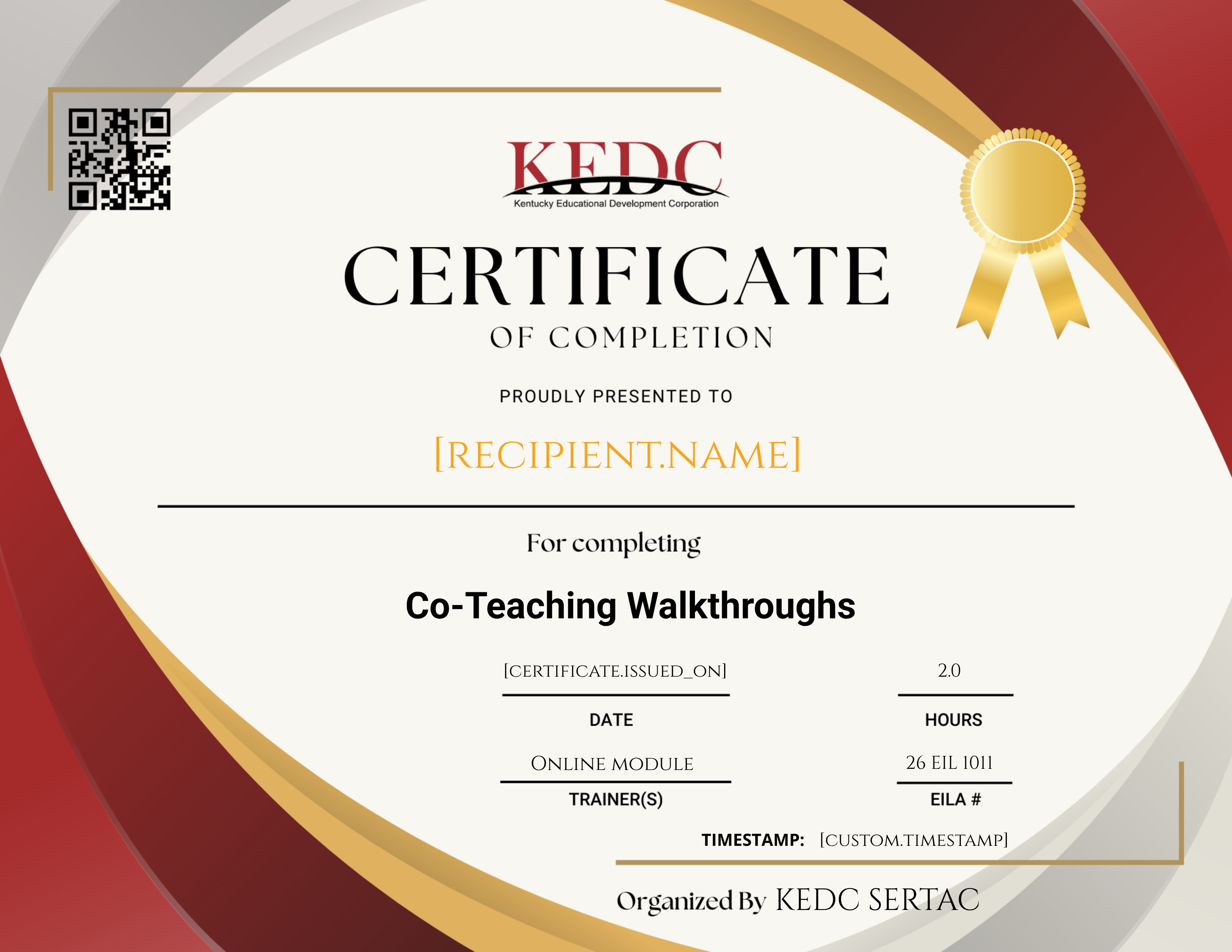 Co-Teaching Walkthrus SERTAC Online Module certificate
