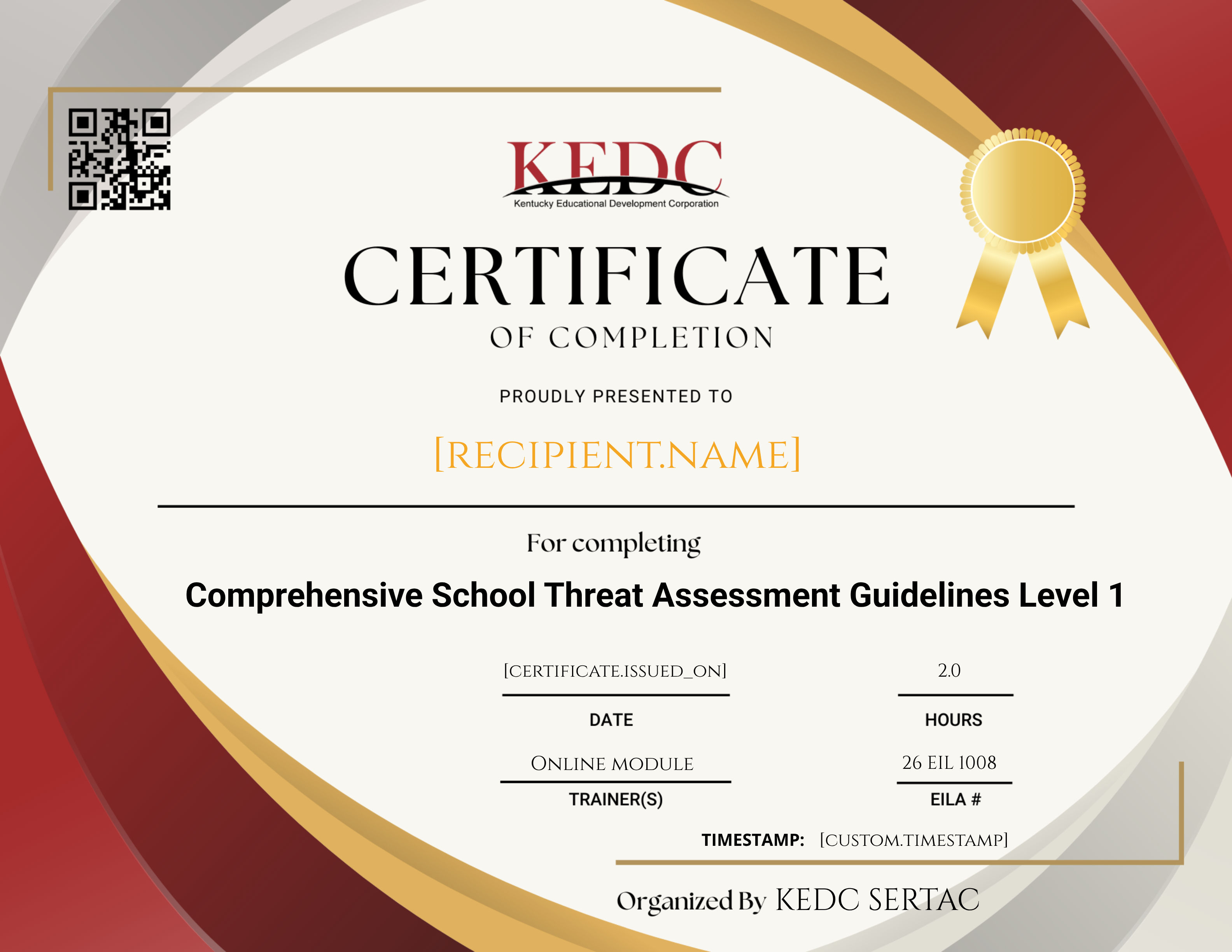 CSTAG L1 SERTAC Online Module certificate