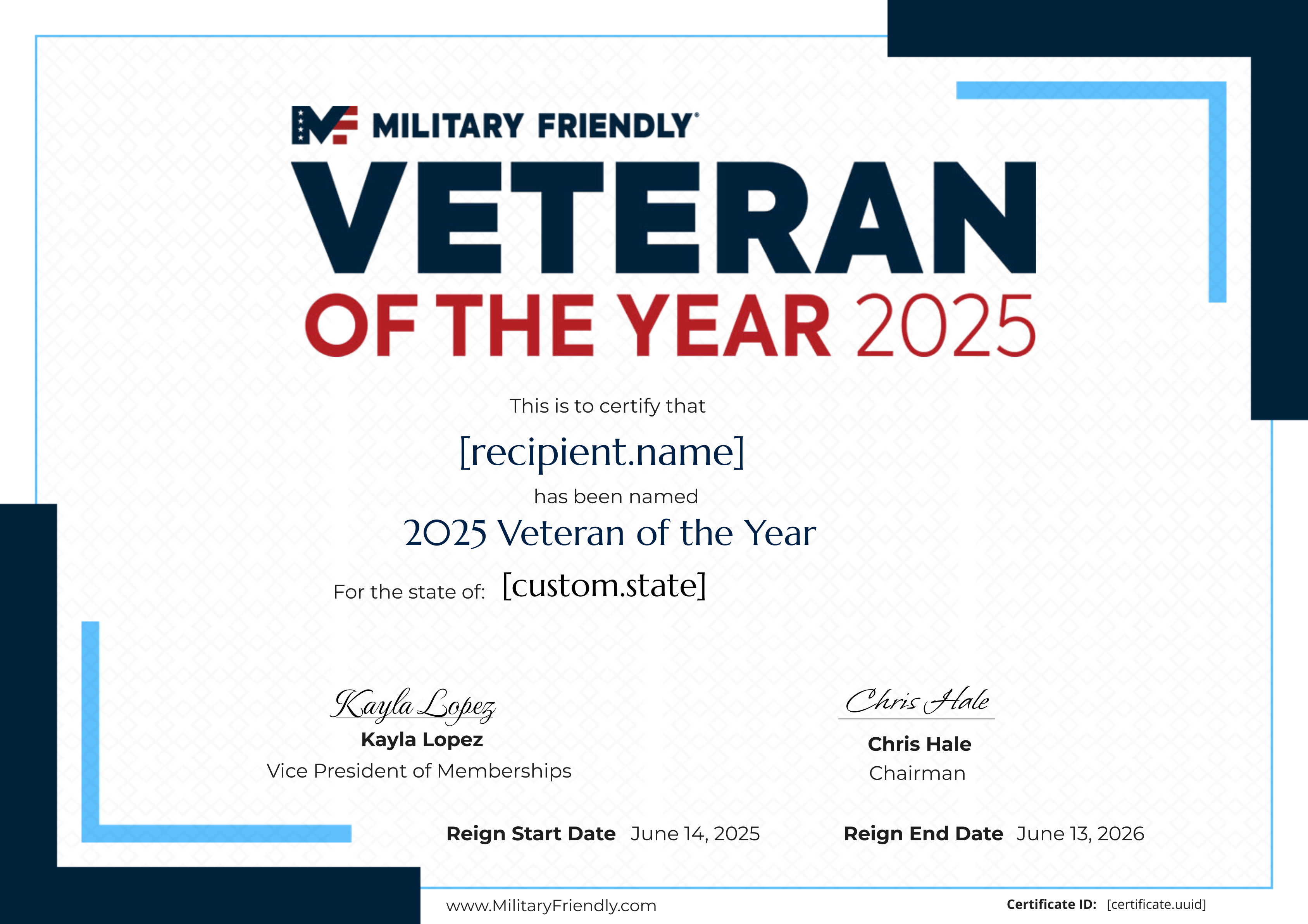 2025 Veteran of the Year certificate thumbnail